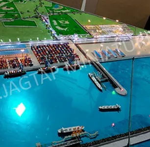 3D scale model of Kakinada Gateway Port created by expert 3D scale model company manufacturers